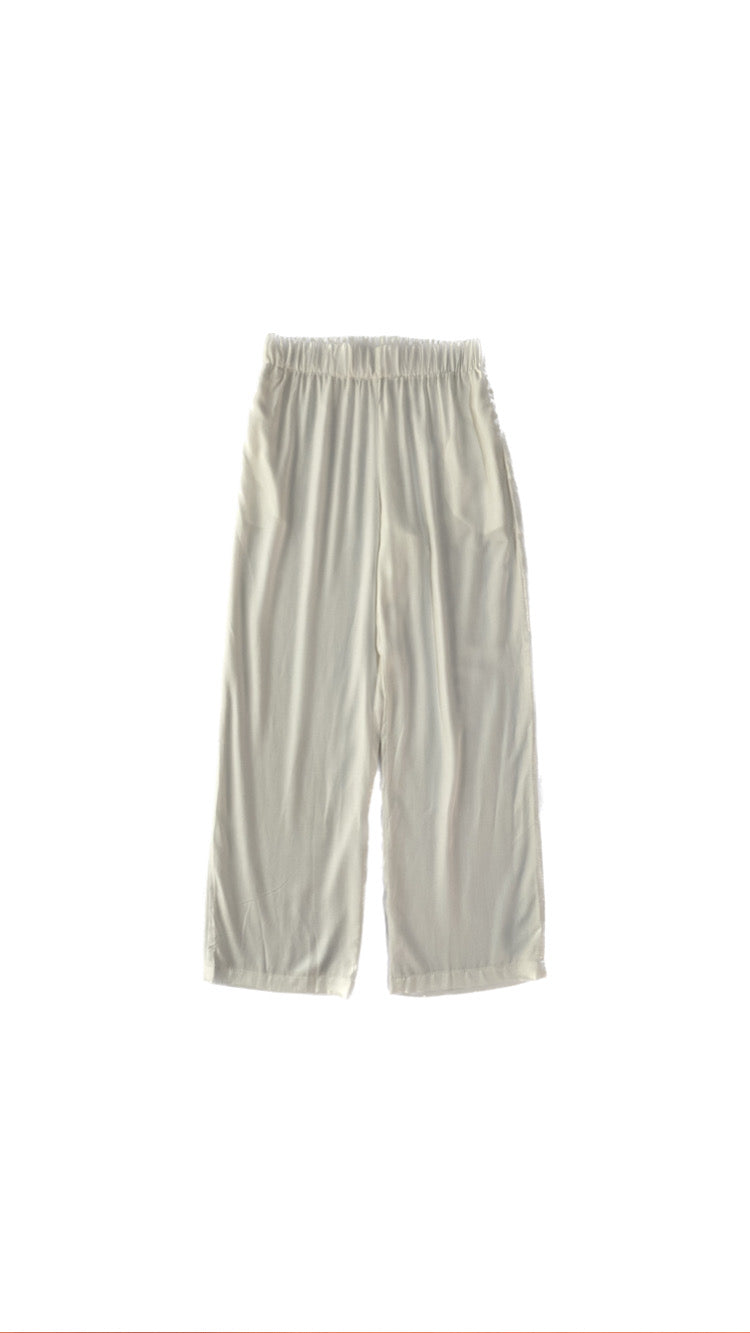 High-waisted Linen Pants with Pockets | Off white